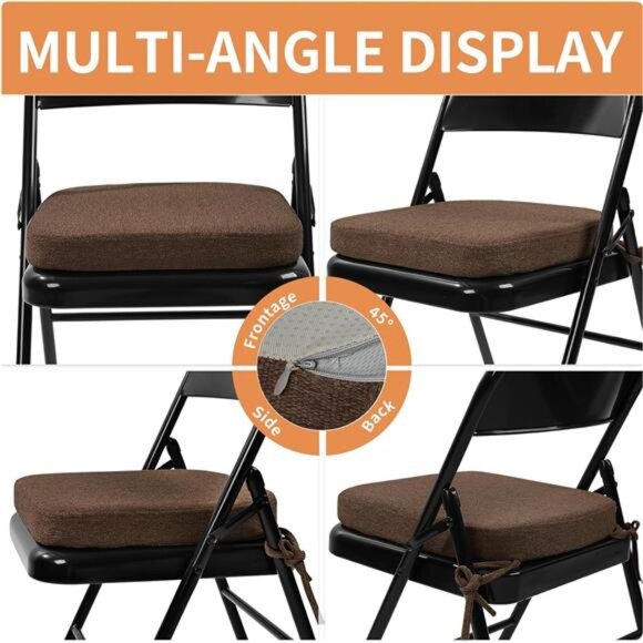 Memory Foam Chair Cushion Thick 2 Inch Folding Seat Pad Non Slip Dining Kitchen - Picture 4 of 7